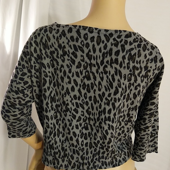 WHBM animal print cropped top short sleeve shrug S - Picture 6 of 7